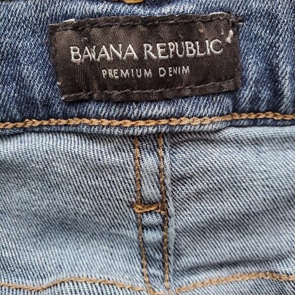 Banana Republic Mid Rise Mr. Skinny Raw Hem Ripped Knee Jeans Big Sur Wash 29 - Picture 3 of 12